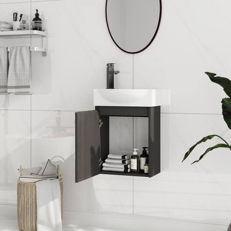 Beingnext 16''/20''/24"/30"/36" Bathroom Vanity with Sink, Floating Bathroom Vanity with Soft Close Door