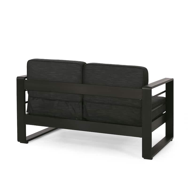 Maya Bay Aluminum Outdoor Loveseat with Cushions by Christopher Knight Home
