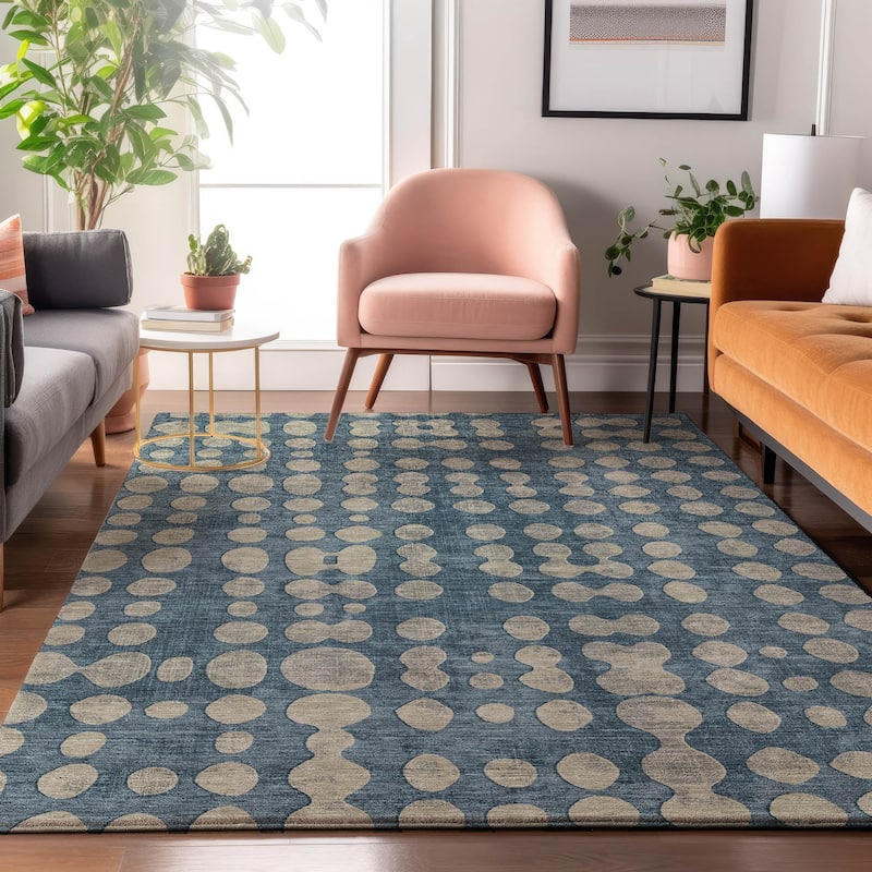 Premium Washable Super Soft Modern Connect Mayfield Rug - Denim - 9' x 12'