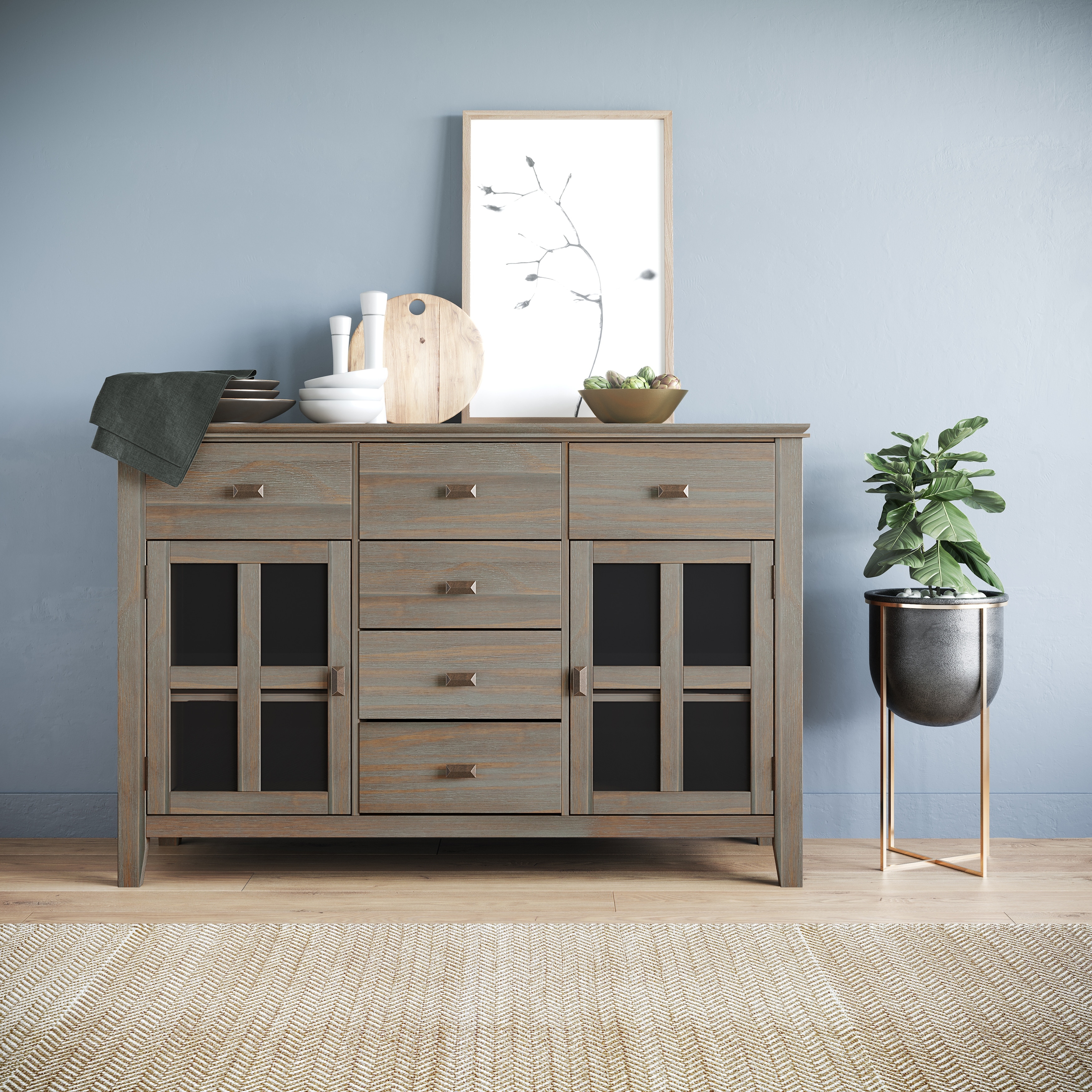 Wyndenhall stratford solid wood 54 inch wide contemporary sideboard buffet credenza new arrivals