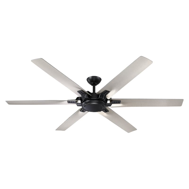 70" Modern Aluminum 6-Blade Black Large Windmill Ceiling Fan without Light - 70 in. D x 70 in. W x 13 in. H