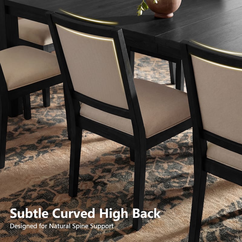 Modern Linen Cushioned Dining Chair, Fully Upholstered Accent Chair