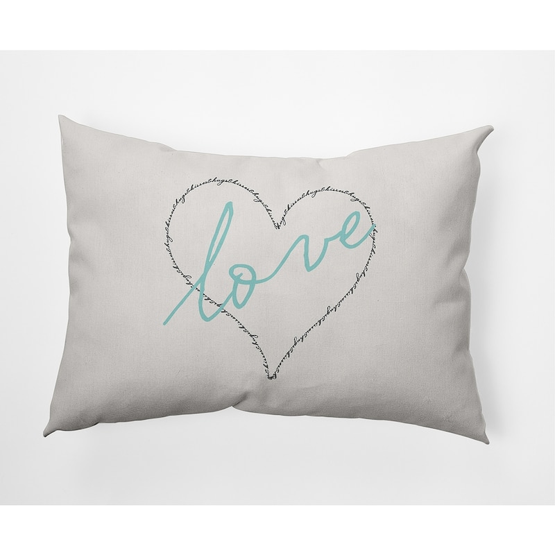 Love with Hugs and Kisses Valentine's Day Decorative Indoor Pillow - 14" x 20" - Wave Top Blue