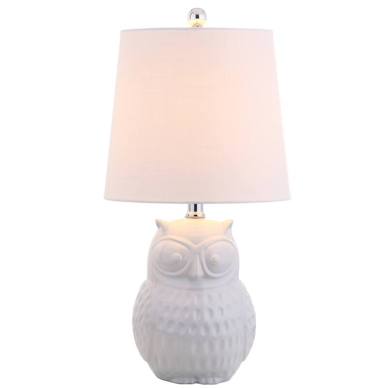 Gemma 20.5" Ceramic Mini LED Table Lamp, White Owl by JONATHAN Y