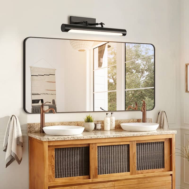 23.6" 1-Light Modern Gold/Black Adjustable Cylinder Wall Mounted LED Picture Light/Vanity Light for Bathroom, Bedroom