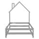 preview thumbnail 9 of 7, Grey Twin Size Floor Bed w/ House-shaped Headboard Upholstered Bed Frame