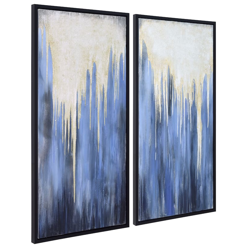 Snowy Drip 1&2 Textured Metallic Hand Painted Wall Art by Martin Edwards