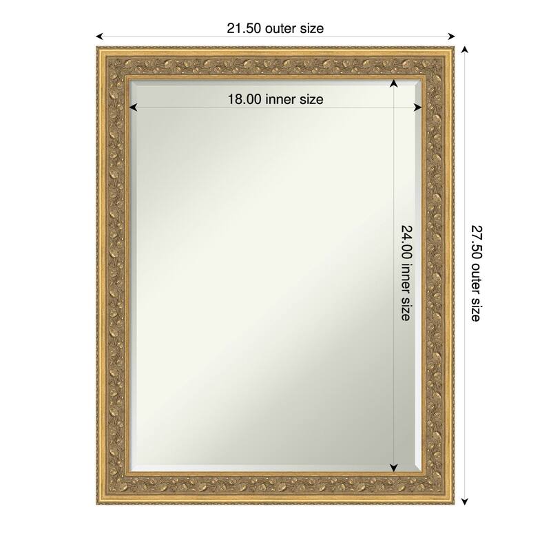 Carter Half-Inch-Bevel Framed Bathroom Vanity Wall Mirror - Carter Dark Gold - 22 x 28 in