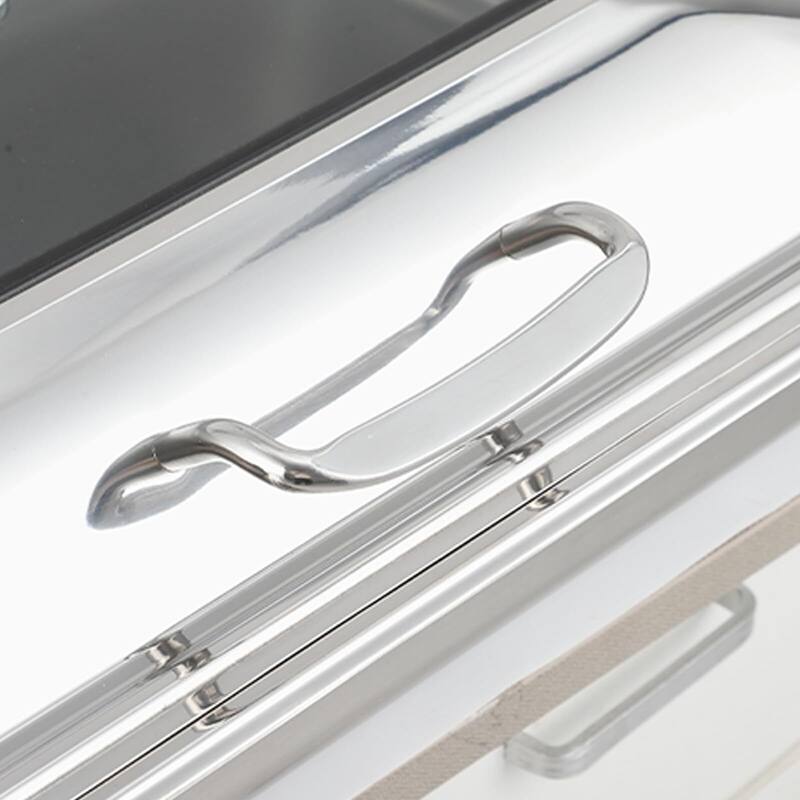 9 Qt Chafing Dish Buffet Set, Stainless Steel Rectangular Hydraulic Dining Stove