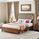preview thumbnail 1 of 8, Queen Size Platform Bed Frame with Upholstered Headboard Featuring USB and Type-C Charging Ports Brown Grey - Queen