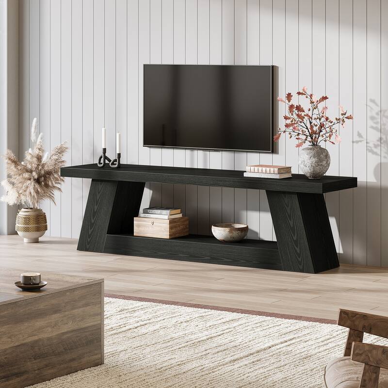 63" TV Stand for 55/60/65/75-Inch TVs, Rustic Media TV Console
