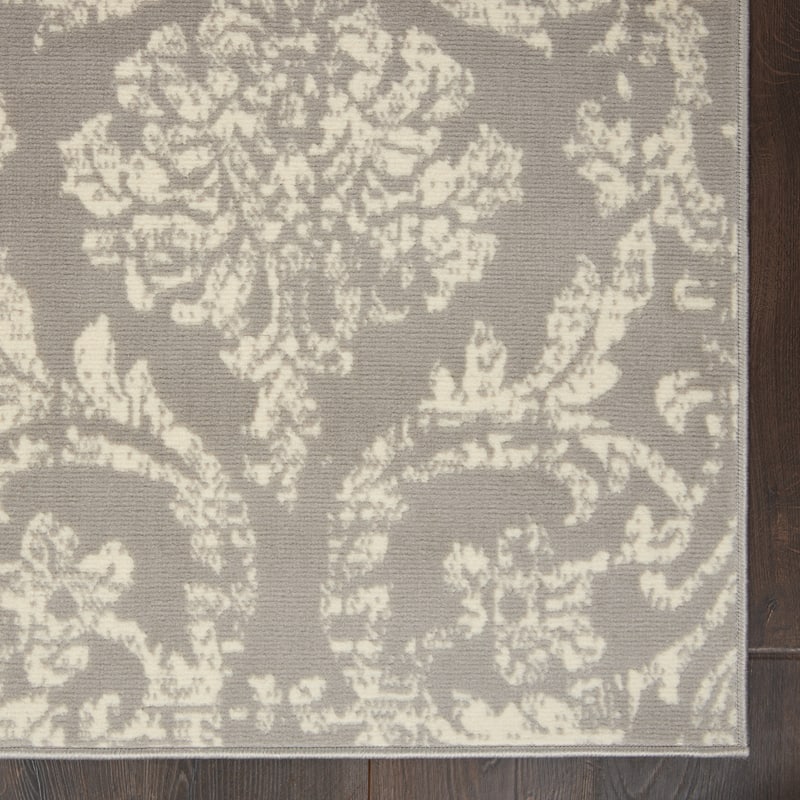 Nourison Jane Farmhouse Vintage Indoor only Damask Area Rug - 5' 3" x 7' 3" - Grey