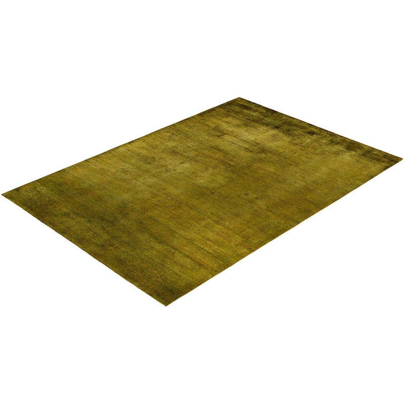 Overdyed One-of-a-Kind Hand-Knotted Area Rug - Green - 6' 1" x 8' 10"