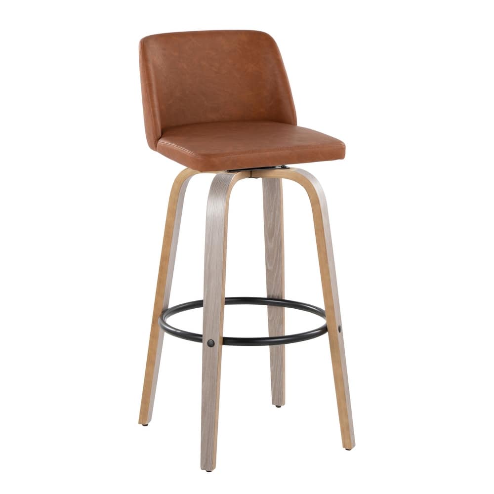 The Gray Barn Vallberga 30" Fixed-Height Bar Stool with Light Grey Wood Base (Set of 2)
