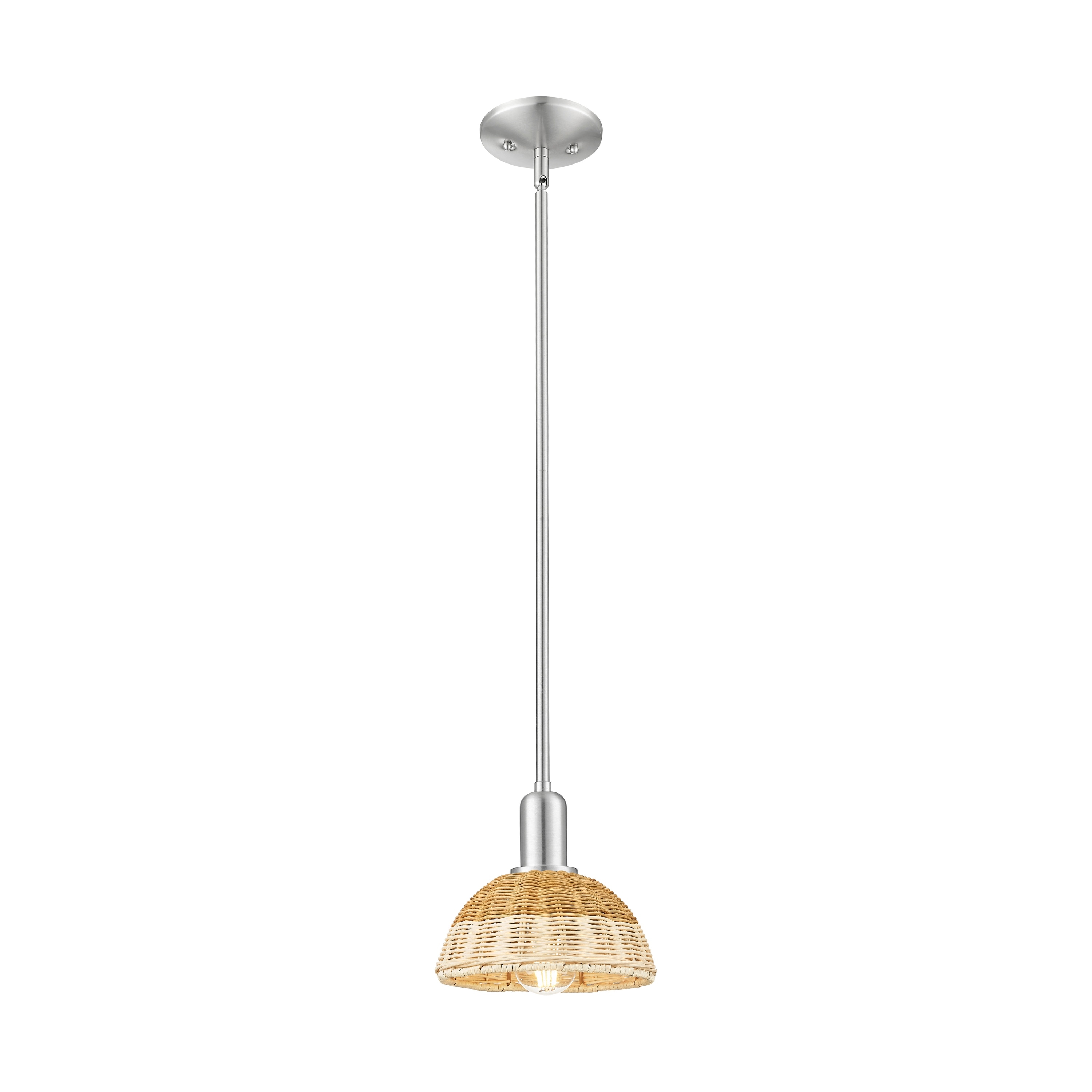 Innovations Lighting Downtown Urban - Natural Ballston Dome - 1 Light 8" Stem Hung Mini Pendant with Basketweave Shade