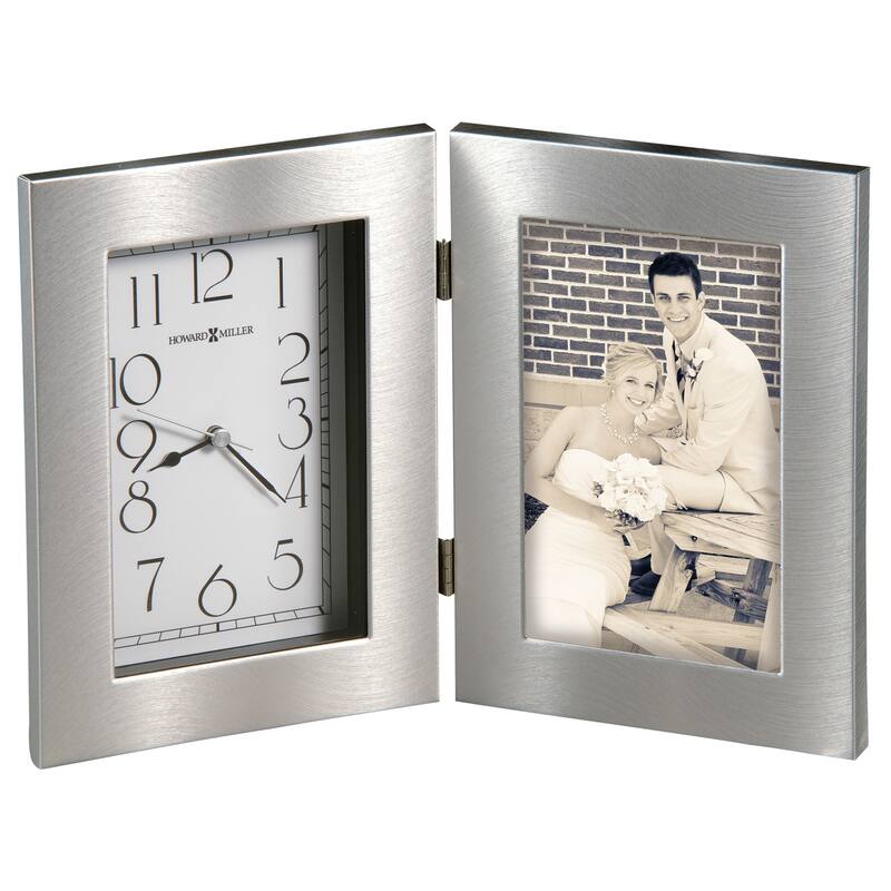 Howard Miller Lewiston Modern Sleek Mantel Clock with Photo Insert