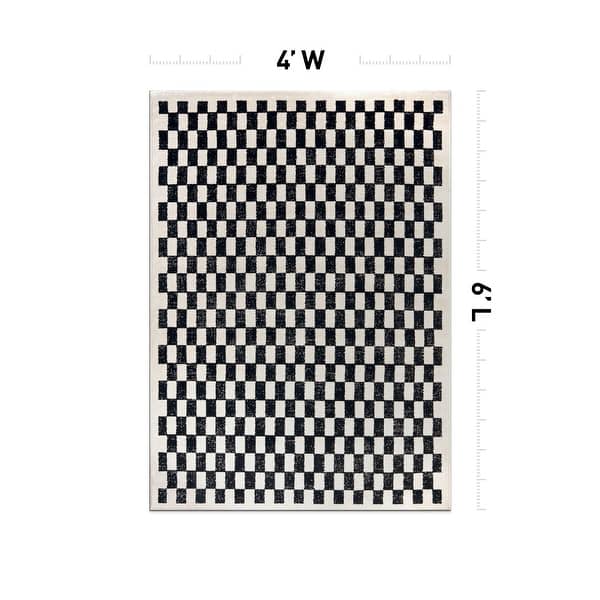 dimension image slide 13 of 14, Contemporary Checkered Area Rug