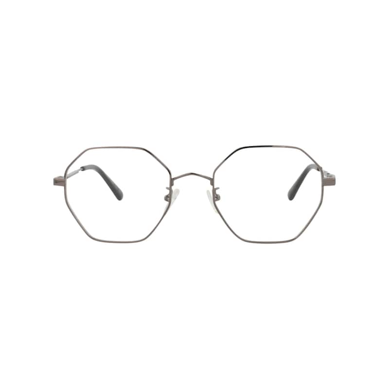McQ Alexander McQueen Square-Frame Metal Optical Frames, Transparent Lens, Shiny Dark Ruthenium Frame