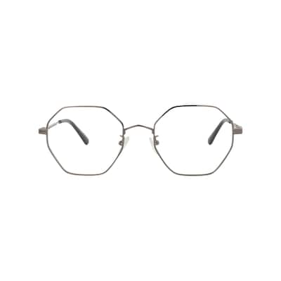 McQ Alexander McQueen Square-Frame Metal Optical Frames, Transparent Lens, Shiny Dark Ruthenium Frame