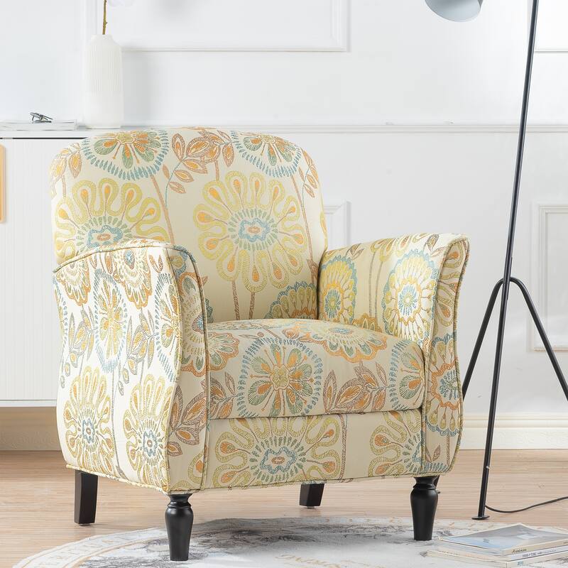 Living Room Accent Chairs With Wooden legs - Yellow