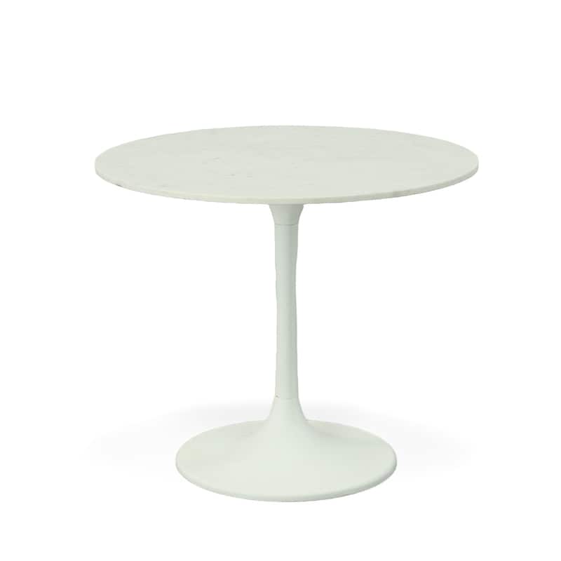 Carolina Living Enzo 36" Round Marble Top Dining Table - White