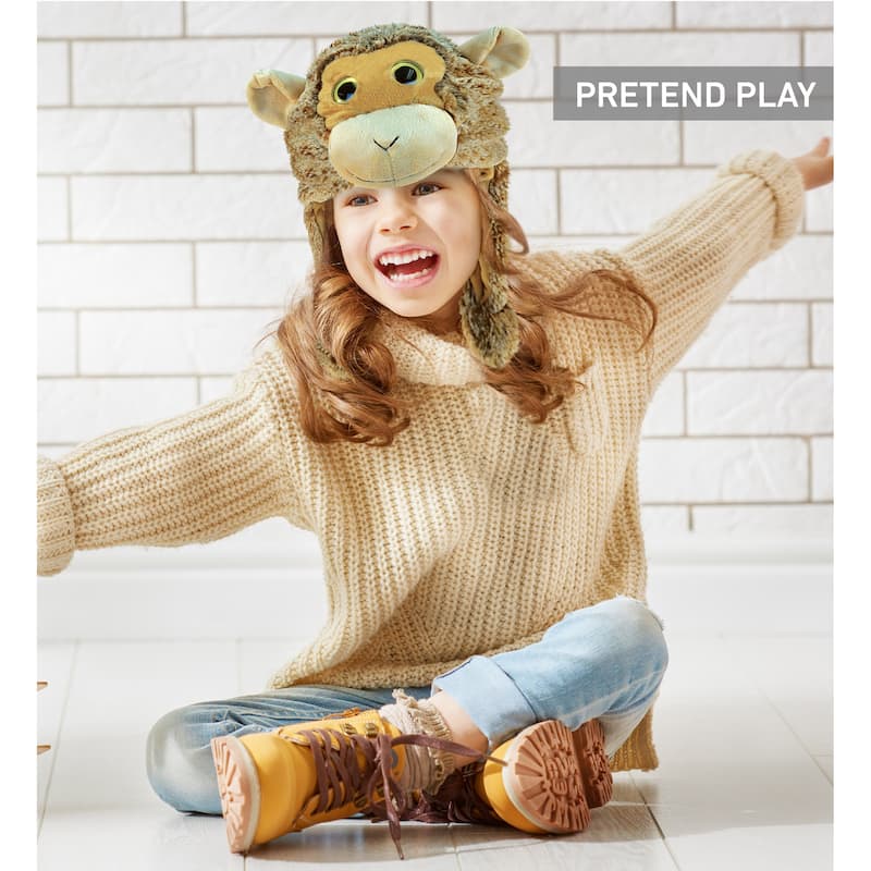 DolliBu Zoo Animal Plush Hat Set of 4 – Warm Hat with Ear Flaps - One Size