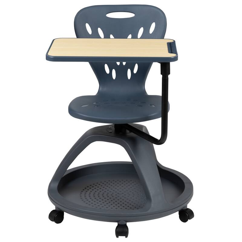 Mobile Desk Chair - 360-deg Tablet Rotation and Storage Cubby