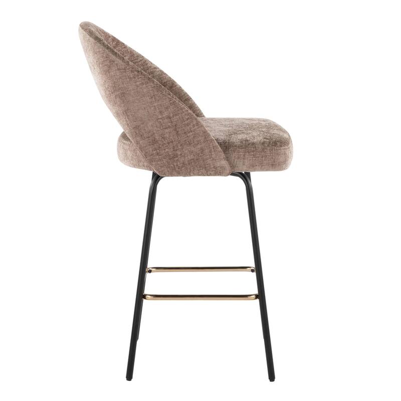 Porch & Den Vika Upholstered 26" Counter Stool with Metal Legs & Square Footrest (Set of 2)