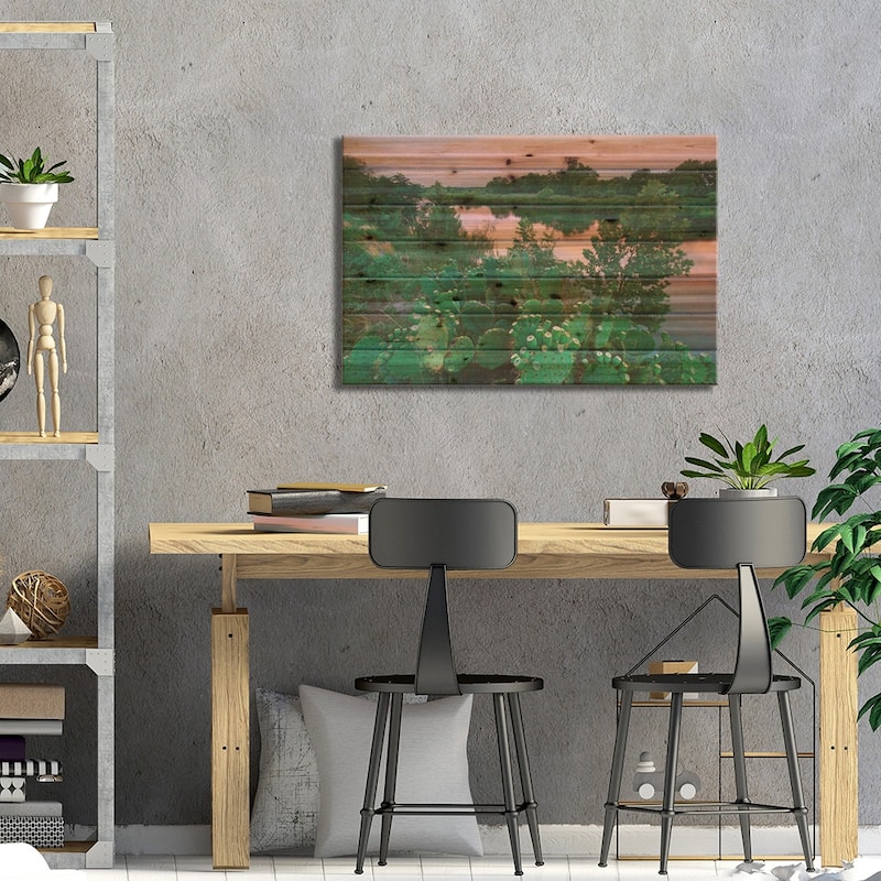 Prickly pear cactus at South Llano River State Park, Texas Print On Wood by Tim Fitzharris - Multi-Color