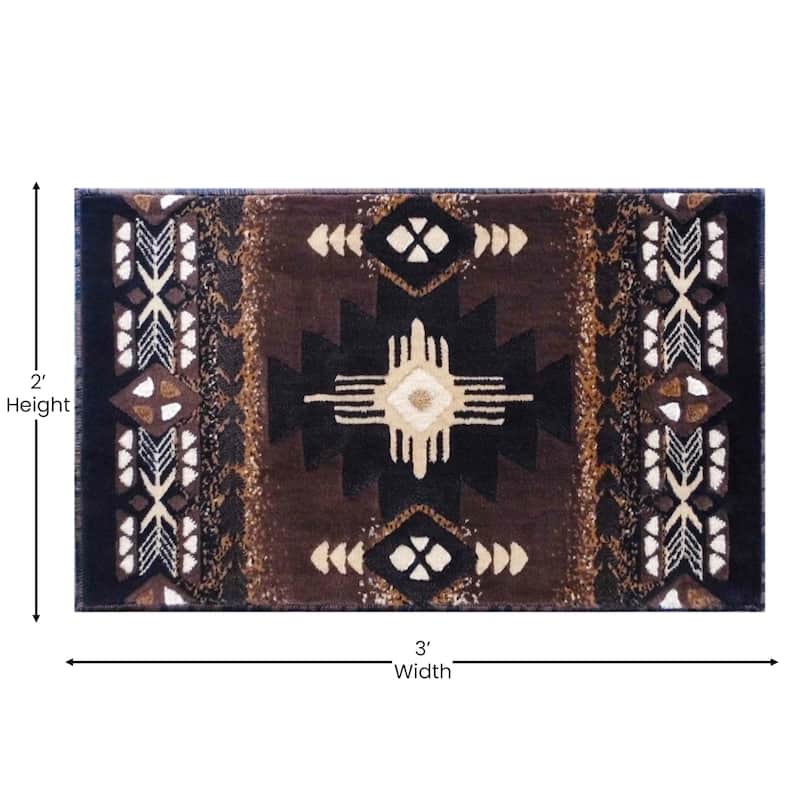 Traditional Southwestern Style Olefin Fiber Geometric Area Rug