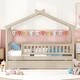 preview thumbnail 3 of 4, Twin Size Wooden House Bed Frame with Trundle for Kids Teens Adults, Wood Slat Support, No Box Spring Needed, Natural