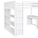 preview thumbnail 11 of 9, Full Size Wood Loft Bed with Ladder, Shelves, and Desk, White