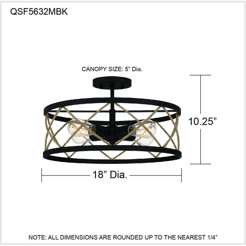 Cedar Park 4-Light Matte Black Semi-Flush Mount - Matte Black