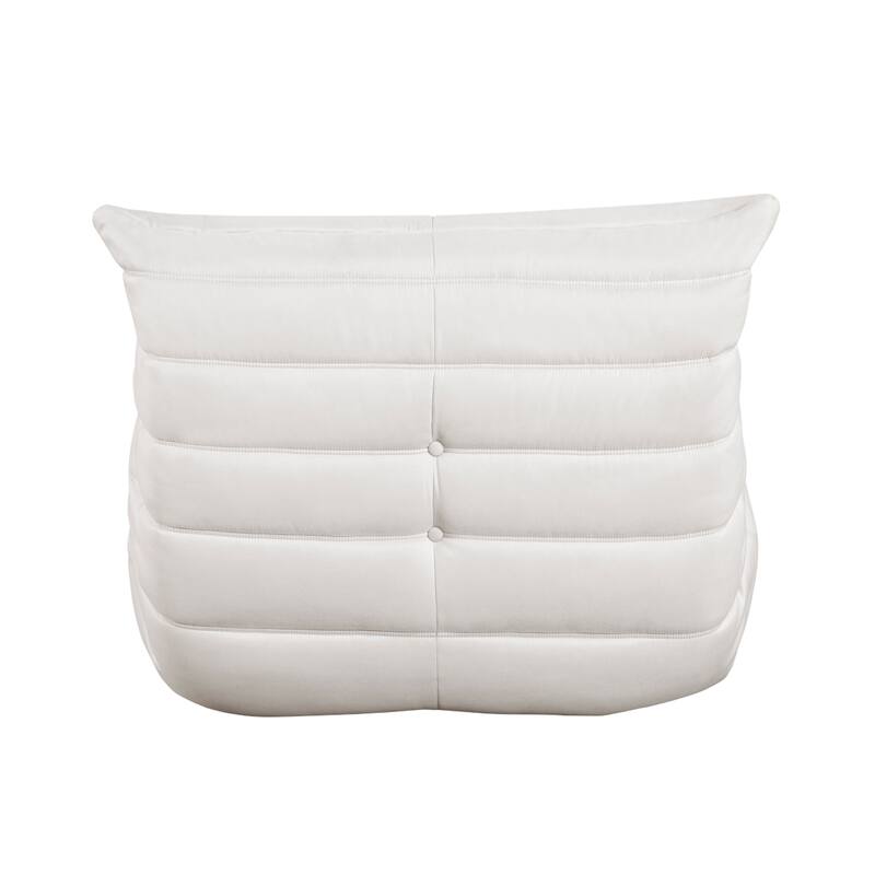 Revena Accent Floor Chair, Pleated Beige Microfiber Fabric, Curved