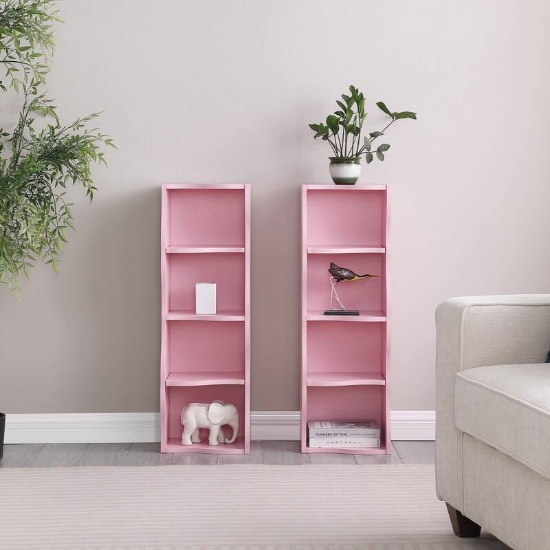 Wavy Border 8-Tier Adjustle Shelf - Modular Ultra-Thin Bookcase for Home Office & Display