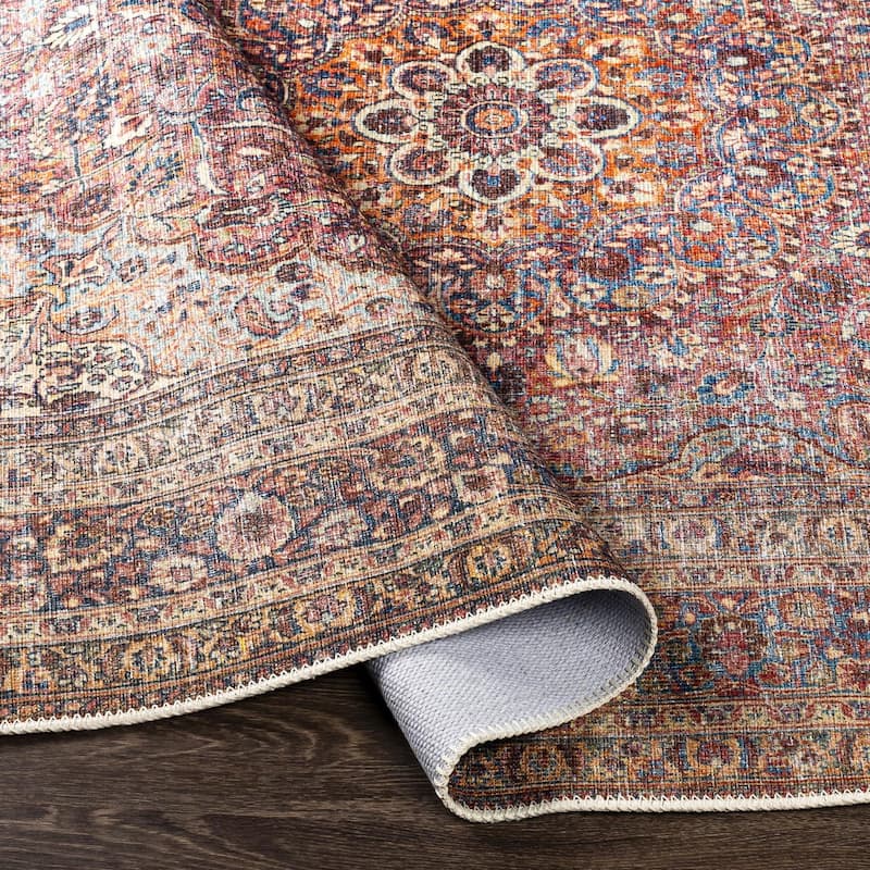Livabliss Traditional Amelie Medallion Washable Area Rug