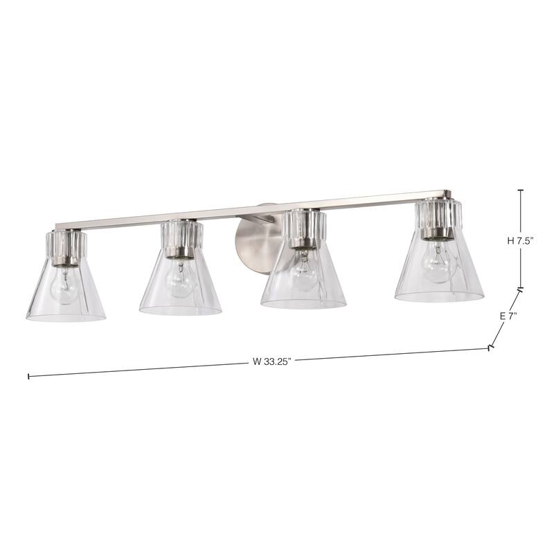 Gianna 4 Light Vanity Brushed Nickel Finish Clear Glass - Brushed Nickel