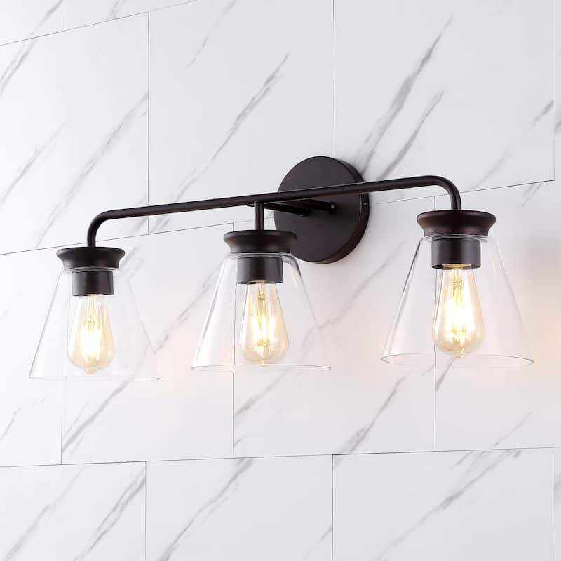 Kondo 6.38" Modern Farmhouse Iron LED Vanity, Oil Rubbed Bronze/Clear by JONATHAN Y