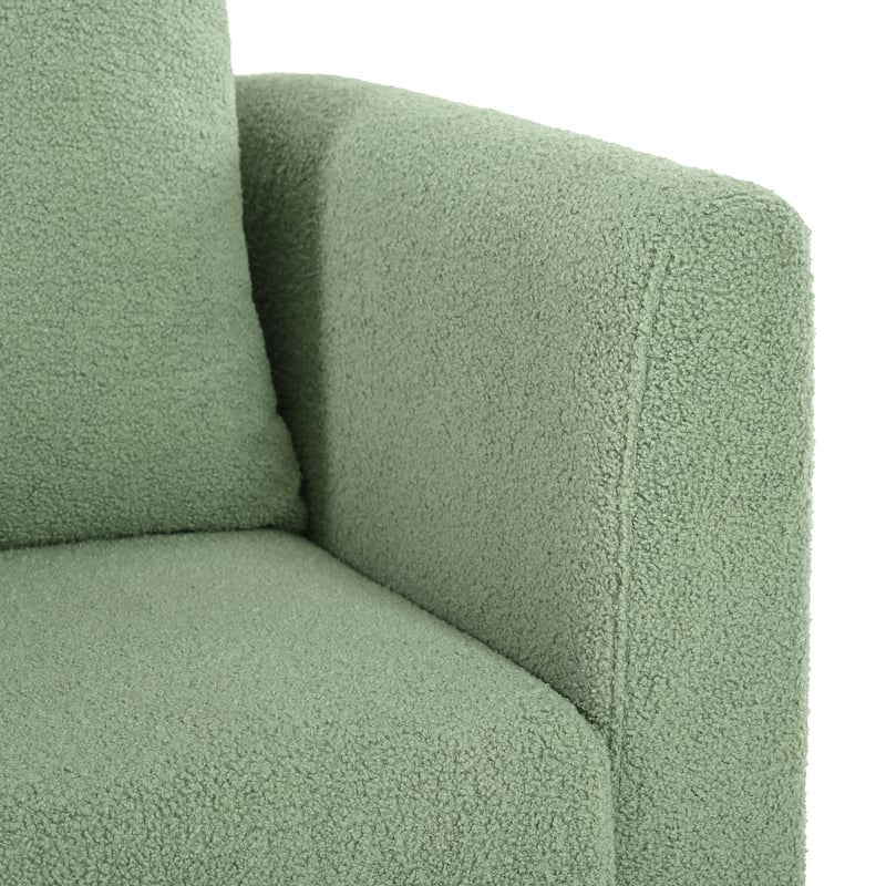 Upholstered Teddy Fabric Accent Chair, Arm Chairs with Pillow Mid Century Modern Living Room Lounge Chair, Single Sofa Chair