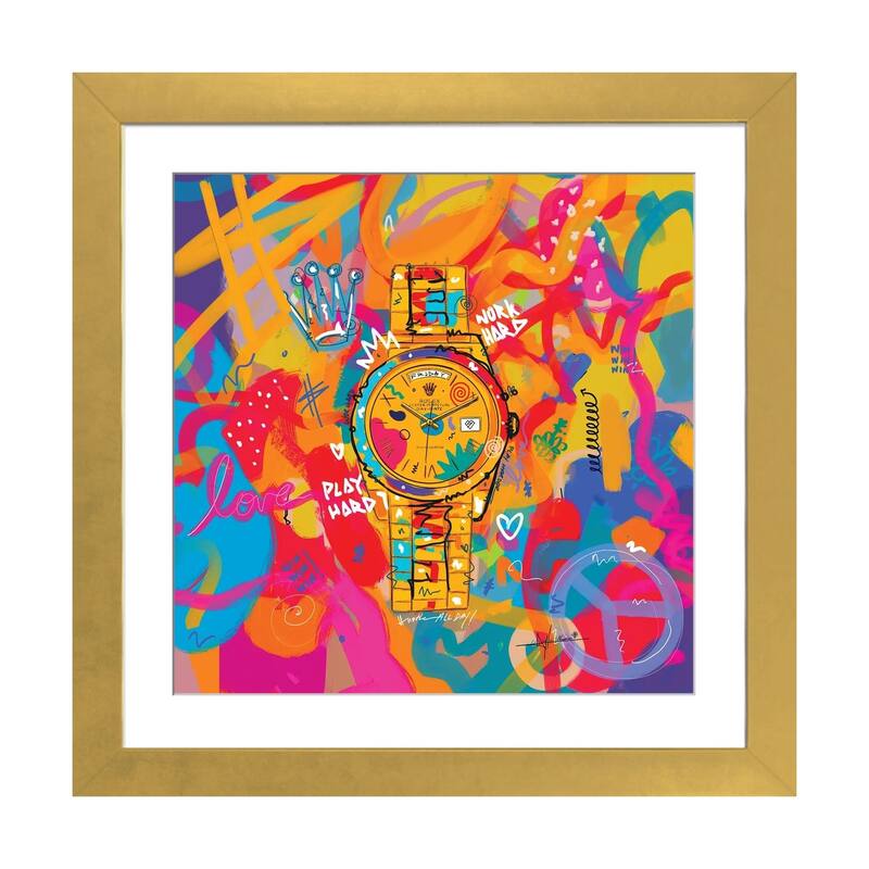 iCanvas "Rolex Friday - Hustle Hard (Square)" by NUWARHOL - Gold - 24x24x1