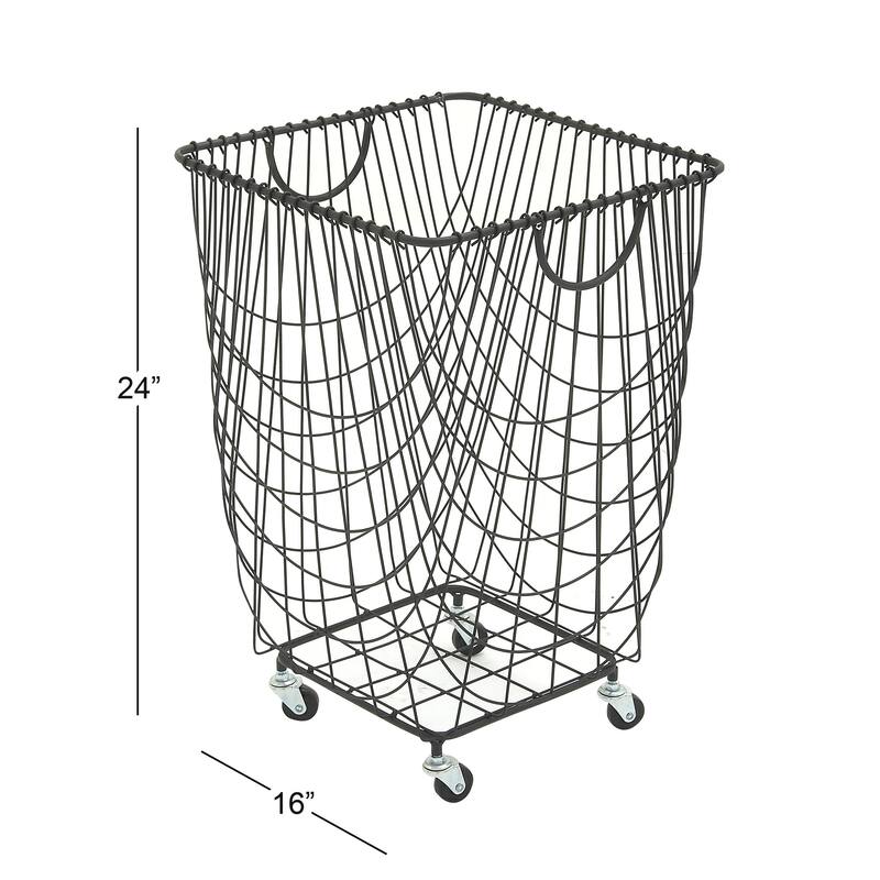 CosmoLiving by Cosmopolitan 26x16 Metal Rolling Storage Basket - 16"L x 16"W x 24"H