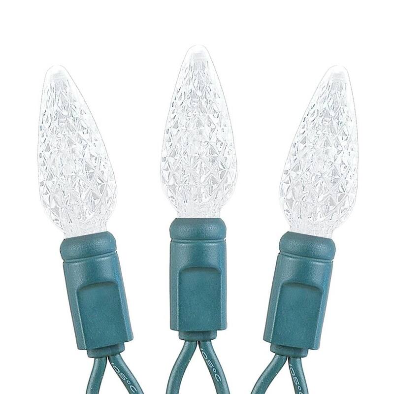70 Light C6 True Twinkle LED Christmas Mini Light Set, Pure White, Green Wire, 24 Feet