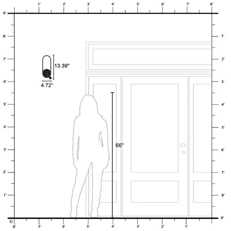 Modern Black LED Wall Sconce Oval Ring & Adjustable Spotlight Dimmable