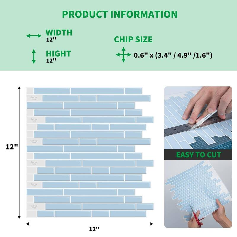 Peel and Stick Tile for Kitchen, Self-Adhesive Kitchen Backsplash, Vinyl Decorative Tiles (10 Tiles)