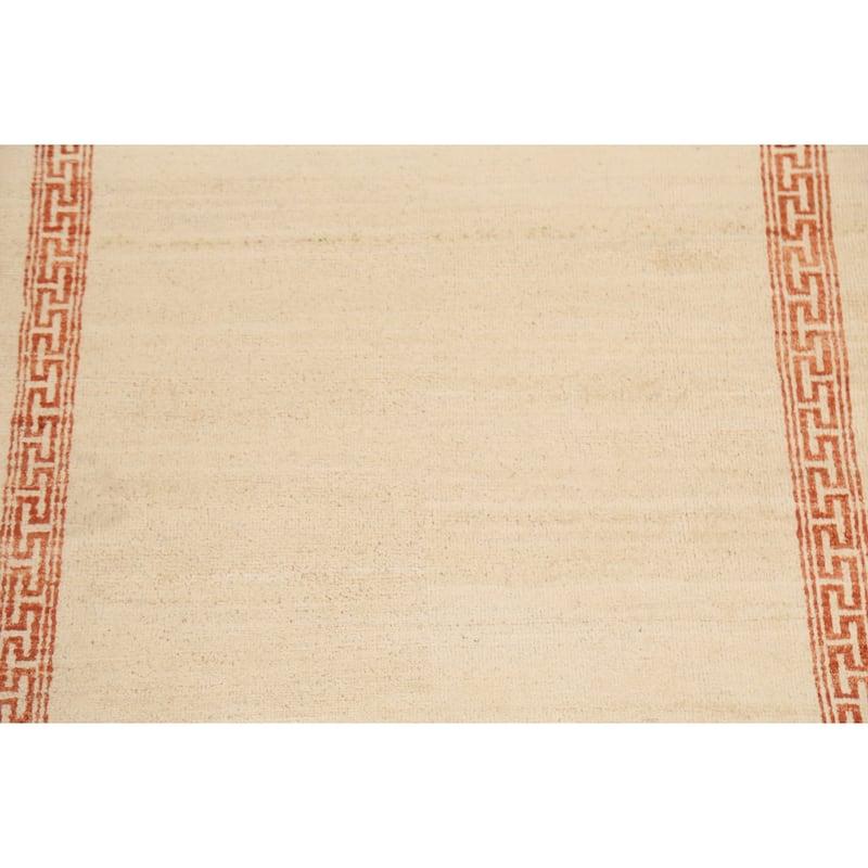 Geometric Bordered Wool Gabbeh Kashkoli Oriental Area Rug Hand-knotted - 3'2" x 5'4"