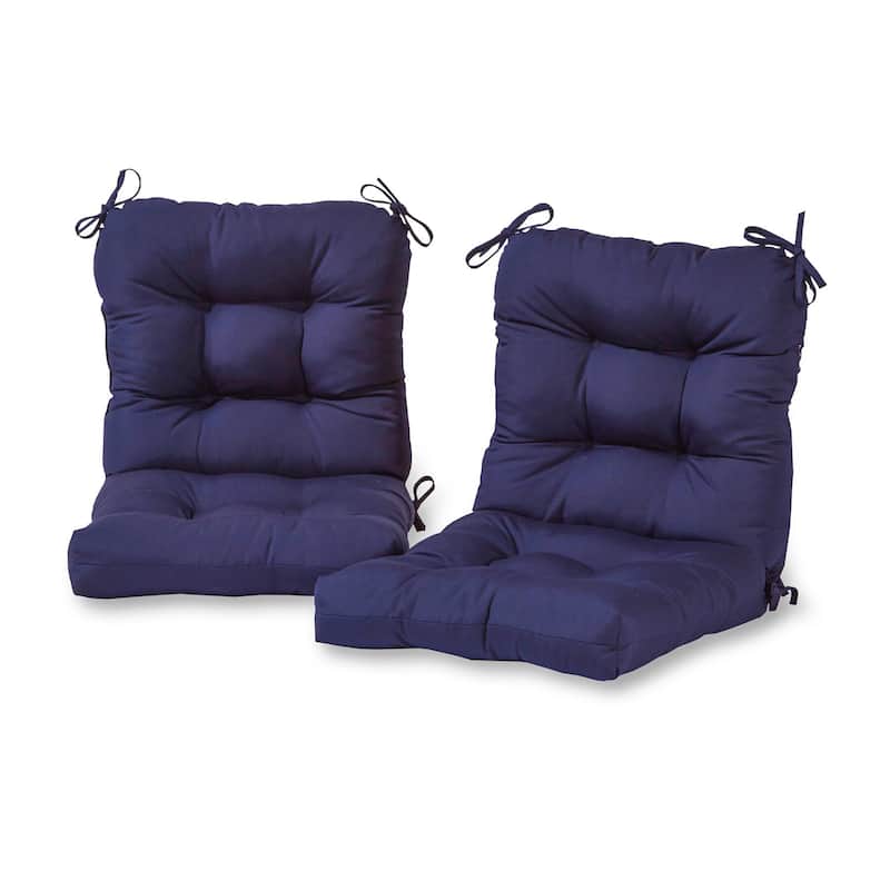 21 x 42-inch Solid Color Outdoor Seat/Back Chair Cushions (Set of 2) (Cushions Only) - Navy