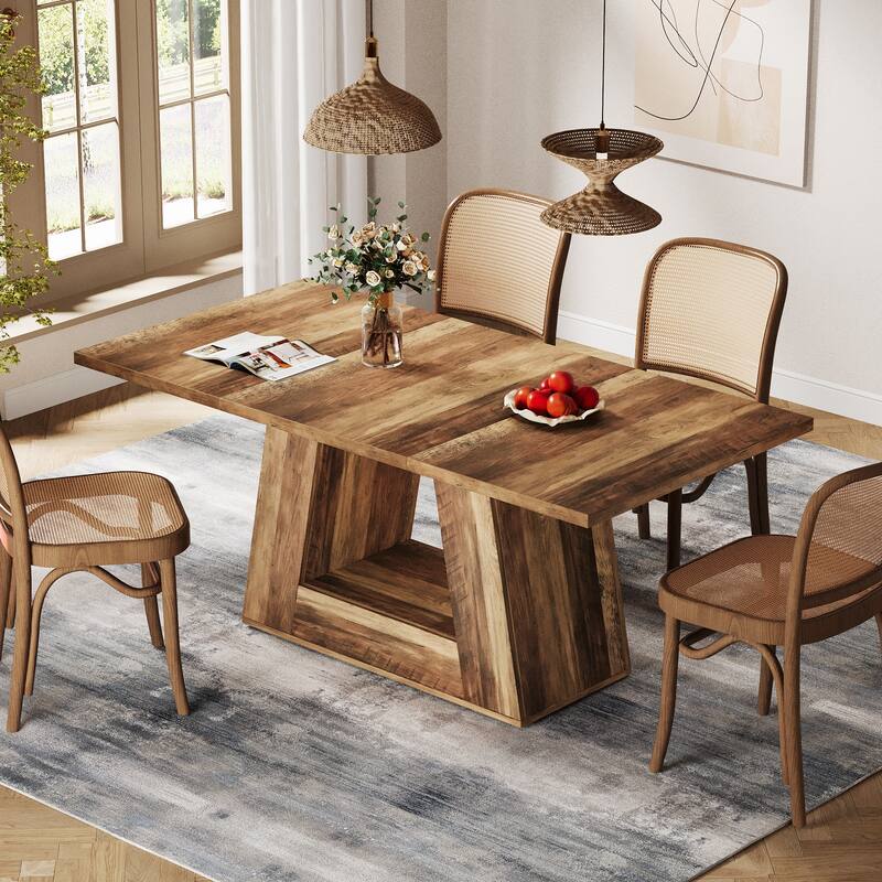 63 Inches Dining Table with Sturdy Base for Kitchen, Living Room - 62.99" W x 31.5" D x 29.5" H