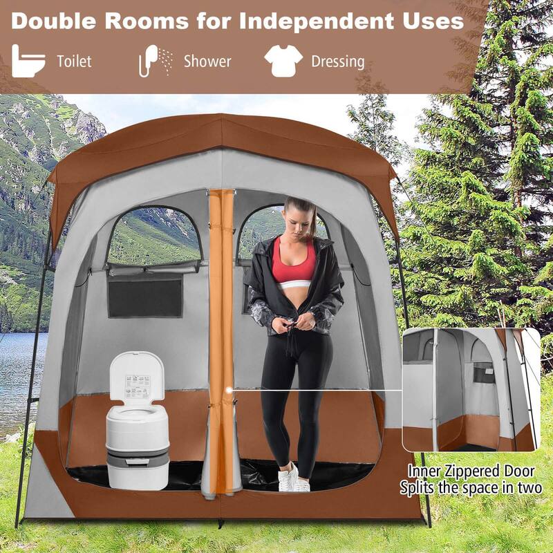 Double Room Shower Tent Oversize Space Privacy Tent with Floor