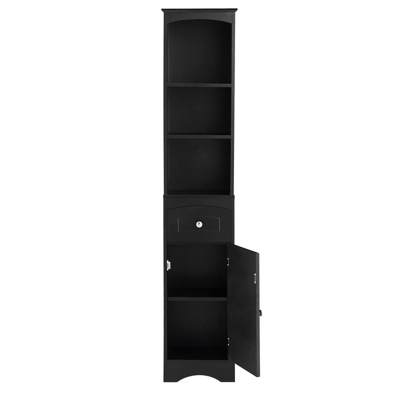 GDFStudio - Tall Bathroom Storage Cabinet, Freestanding with Drawer, Adjustable Shelf, MDF