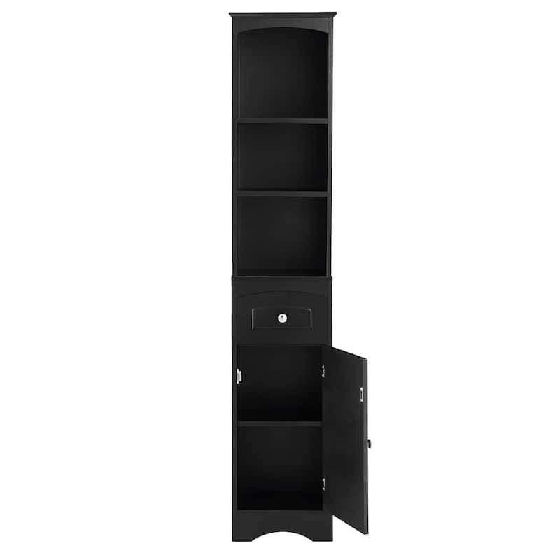 Wooden Bathroom Cabinet 66" Tall Bathroom Storage Cabinet Narrow Storage Unit Freestanding Waterproof Cabinet